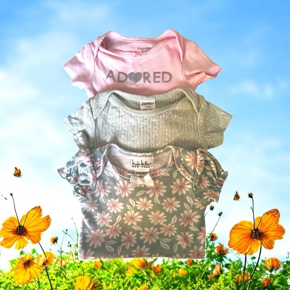 Adore Baby Girls' Pink and Green Onesies - 3 Pack